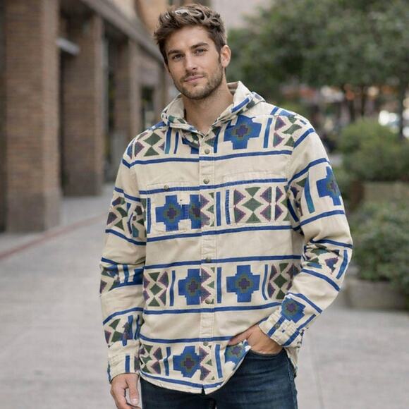 Modern Amusement Other - Modern Amusement Hooded Shirt Jacket L Aztec Tribal Cotton Southwest Print